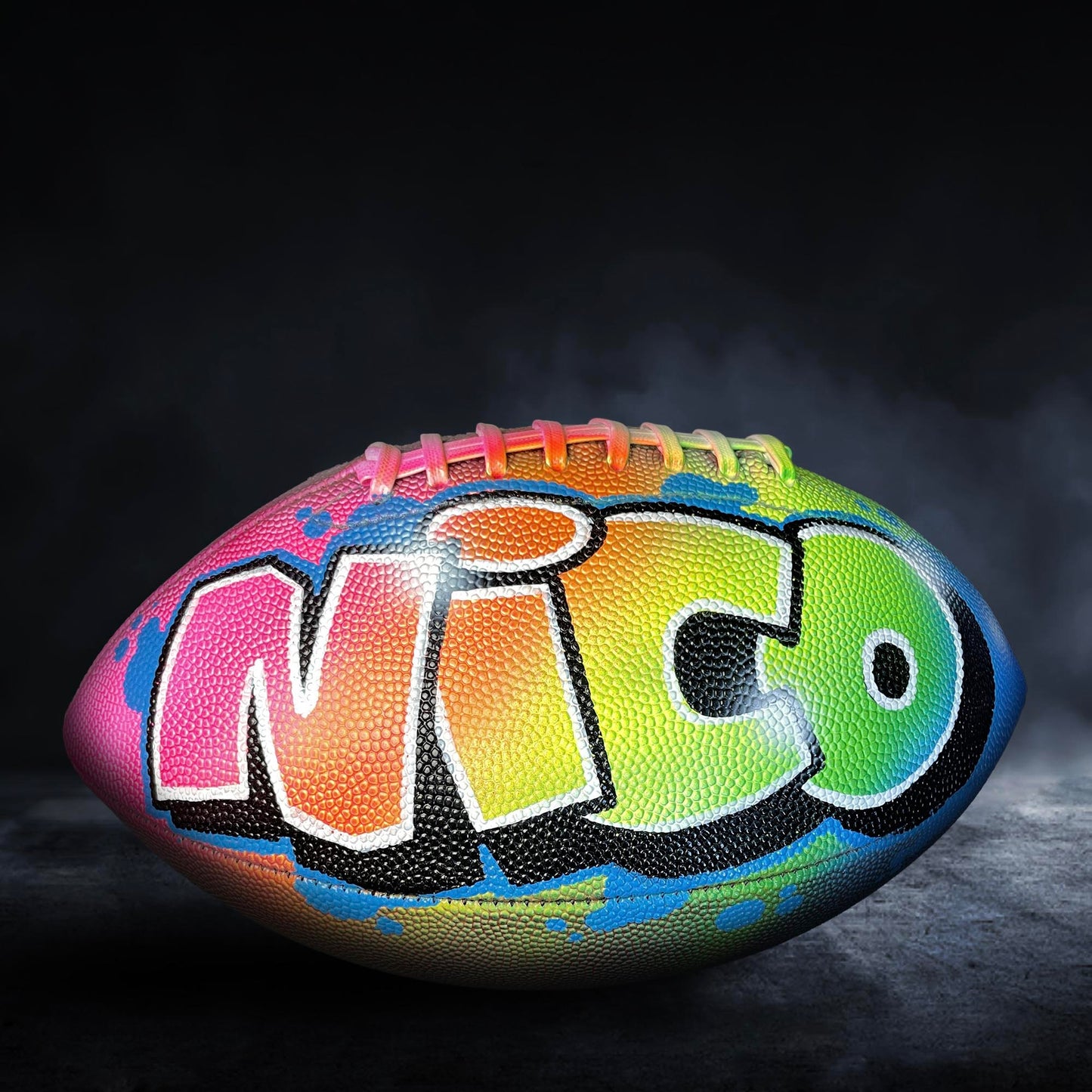 Custom Football Graffiti – Personalized Airbrush Football with Name & Cartoon Design (Copy)