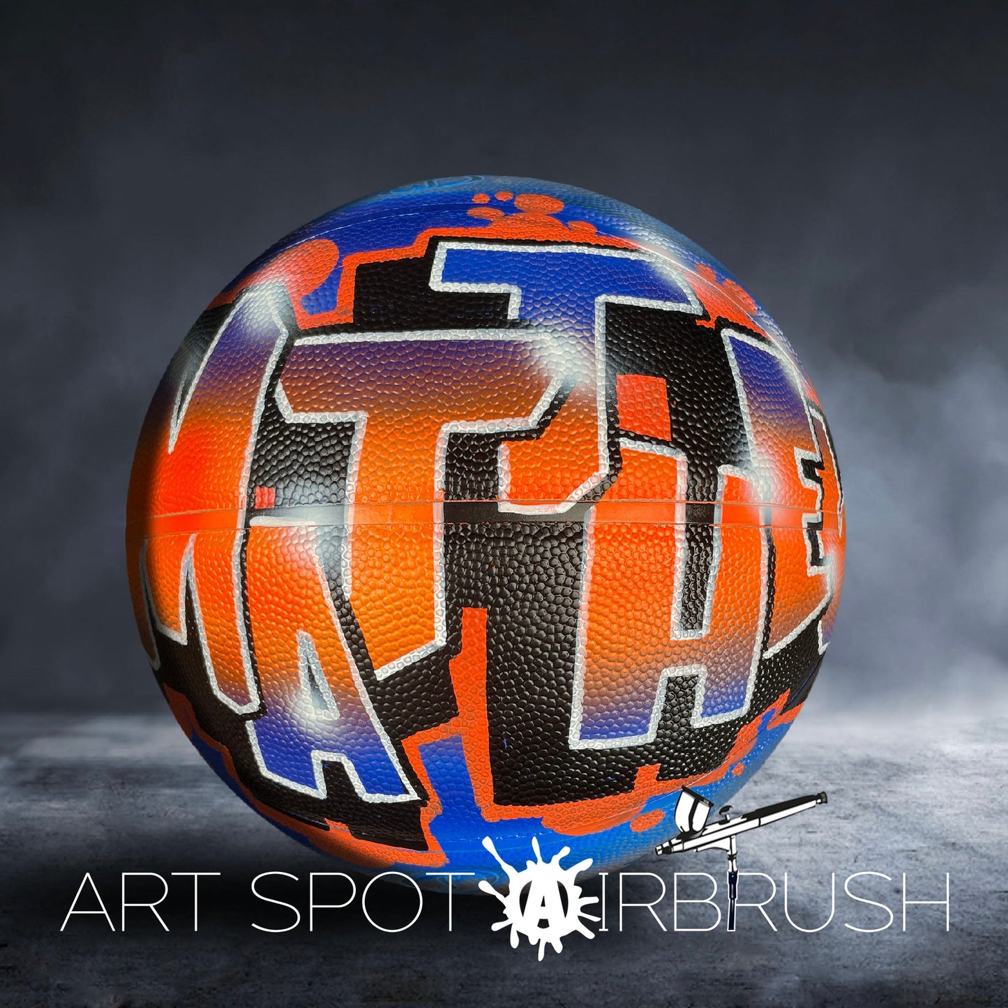 Hand Painted Basketball with Name Design