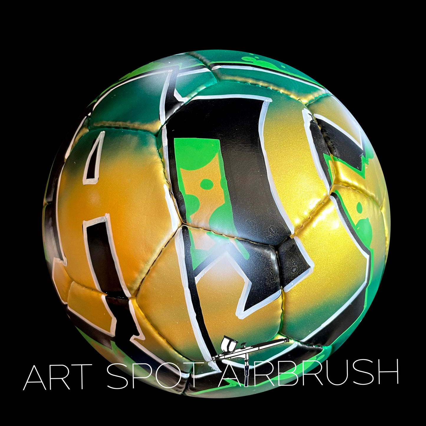 Soccer Ball with Name in Custom Airbrush Graffiti
