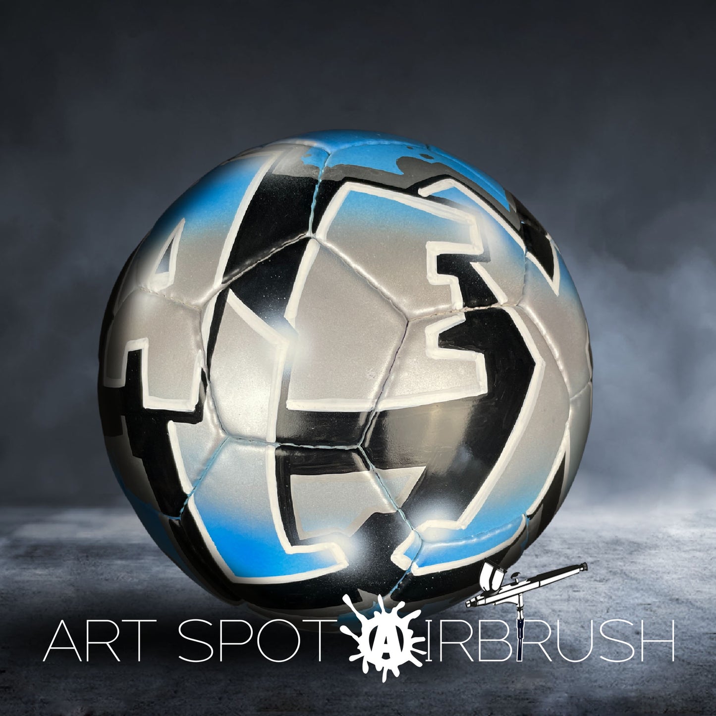 Soccer Ball with Name in Custom Airbrush Graffiti