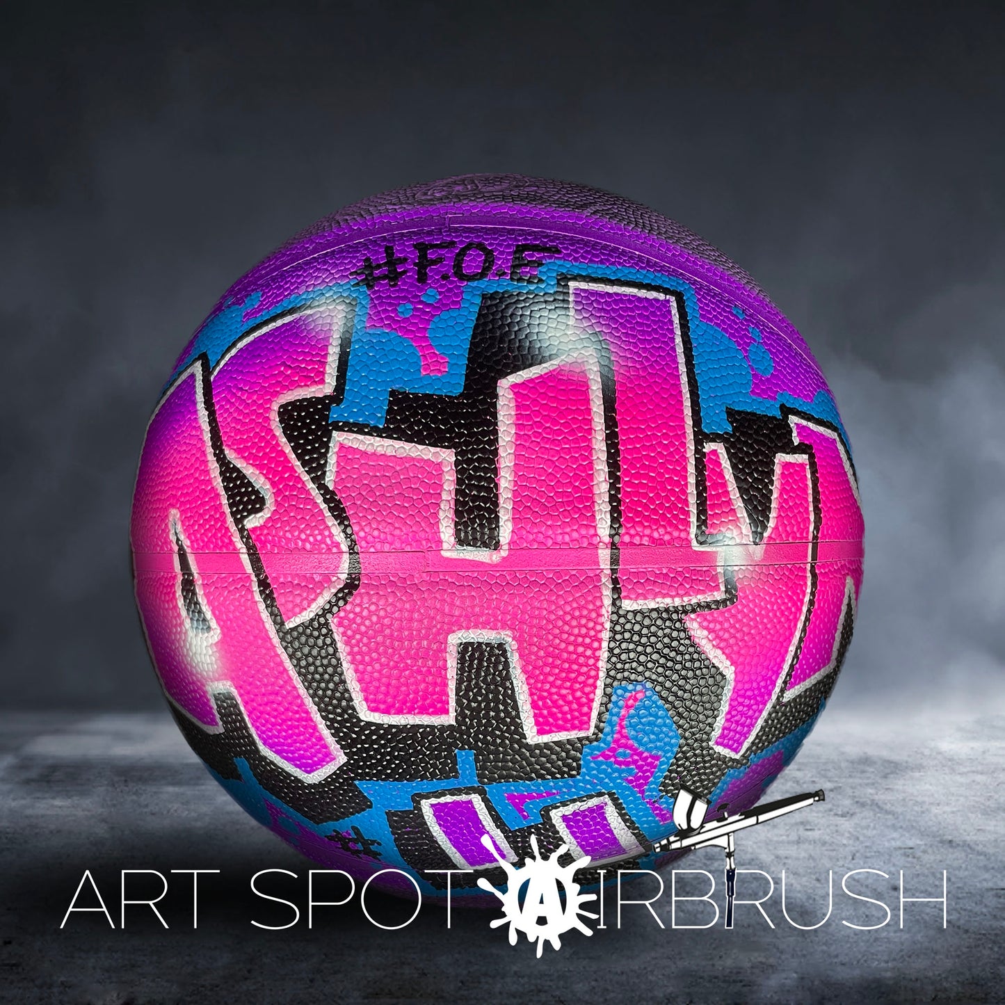 Personalized Basketball with a Name Painted in Custom Airbrush Graffiti