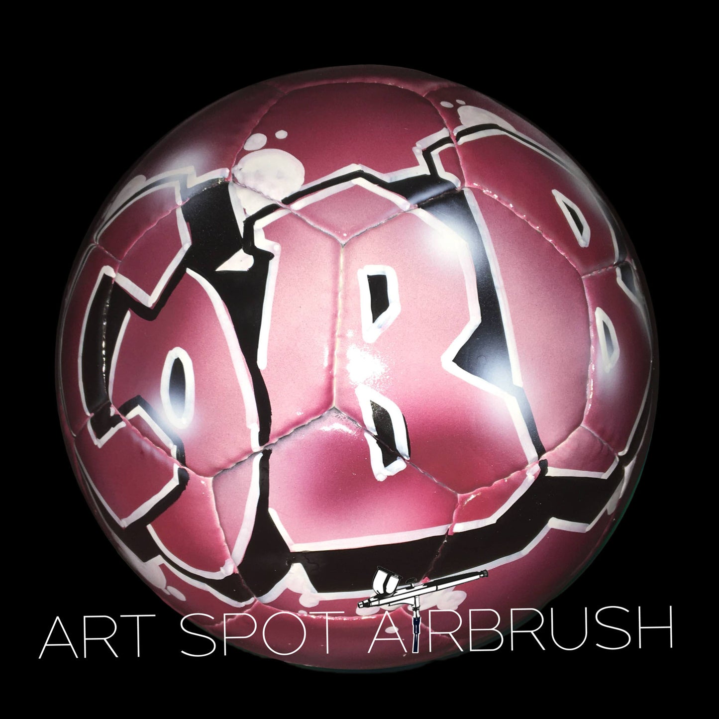 Soccer Ball with Name in Custom Airbrush Graffiti