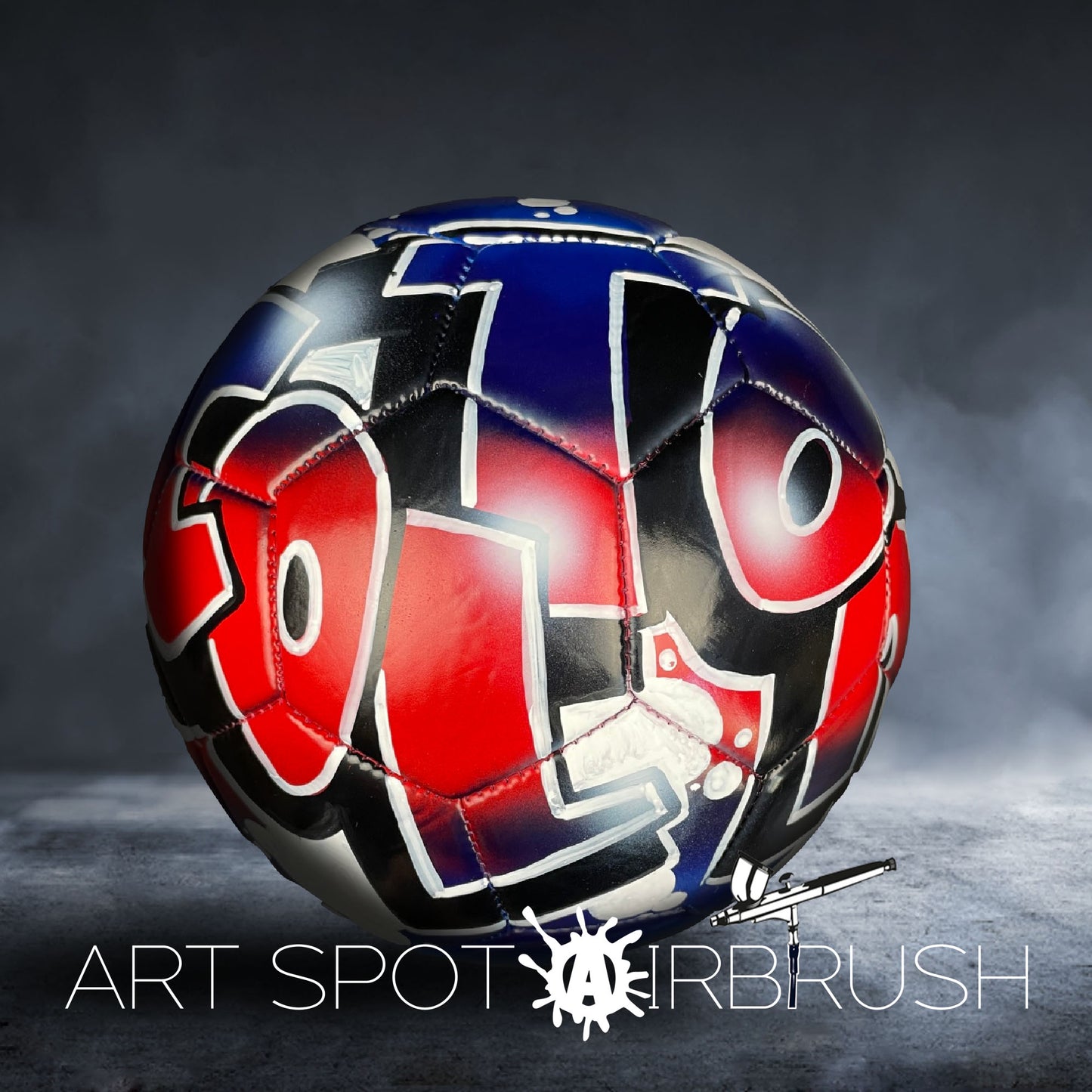 Soccer Ball with Name in Custom Airbrush Graffiti