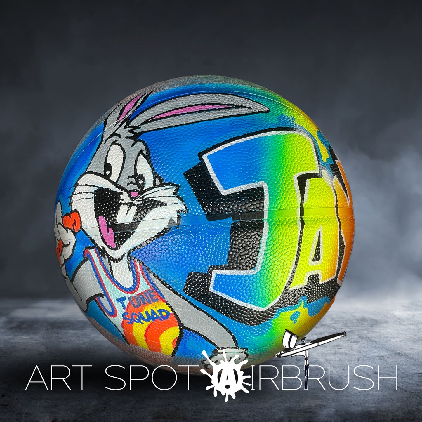 Personalized Basketball with a Name Painted in Custom Airbrush Graffiti