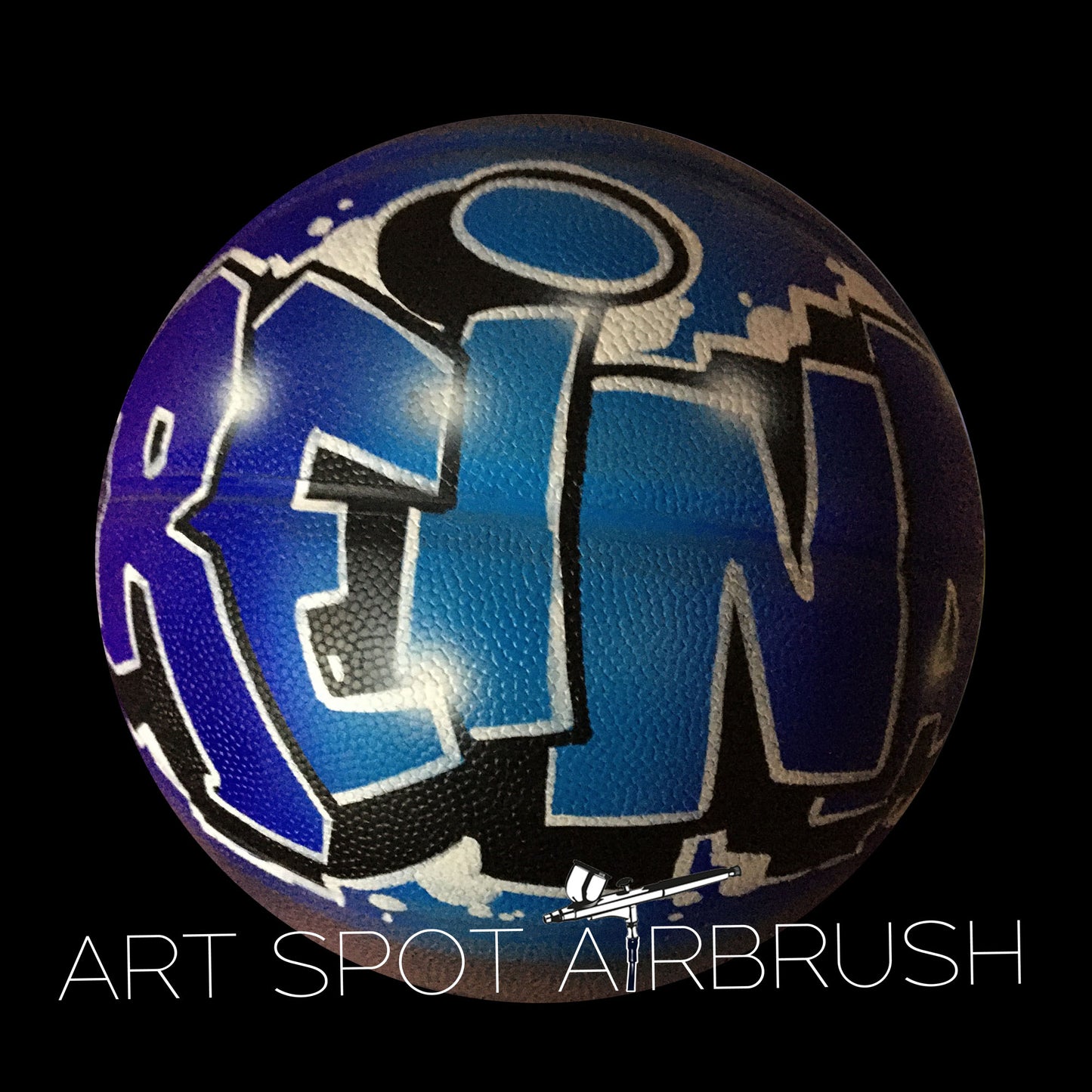 Personalized Basketball with a Name Painted in Custom Airbrush Graffiti