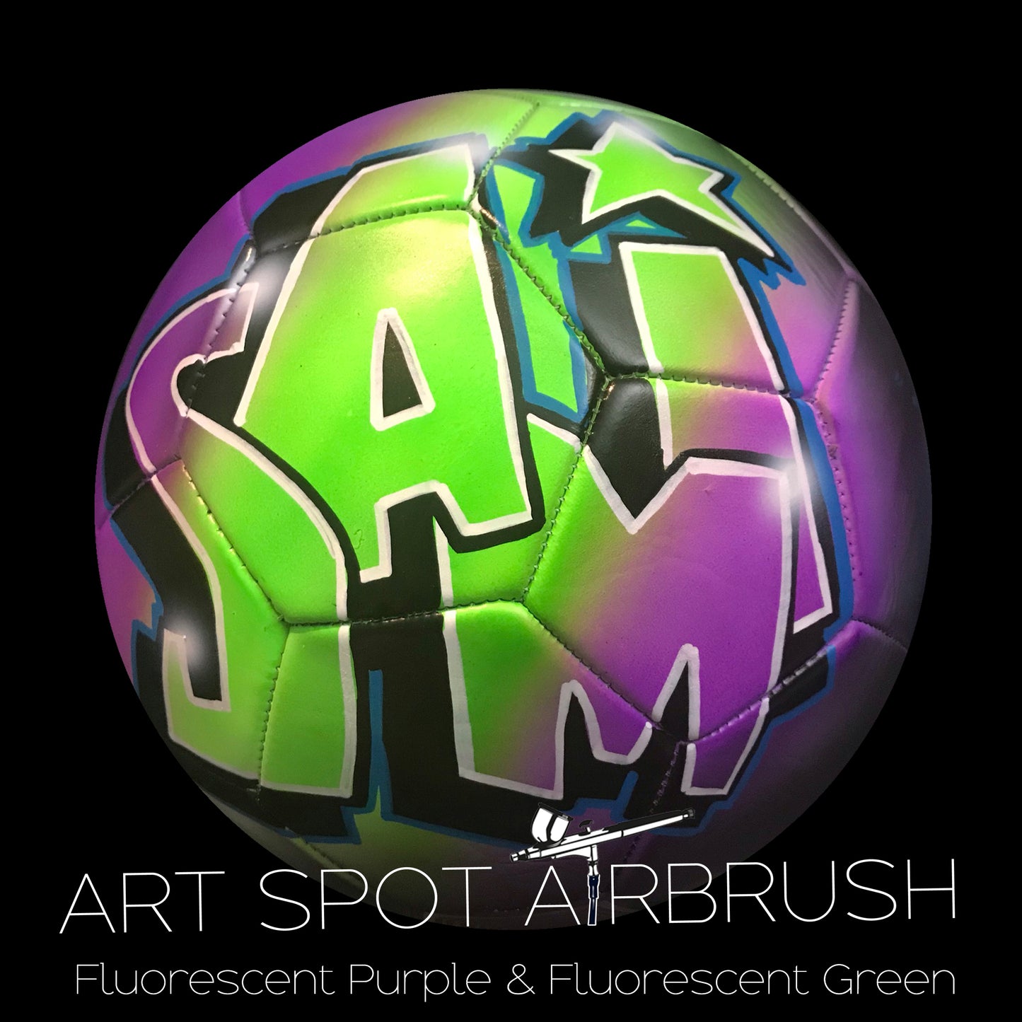 Soccer Ball with Name in Custom Airbrush Graffiti