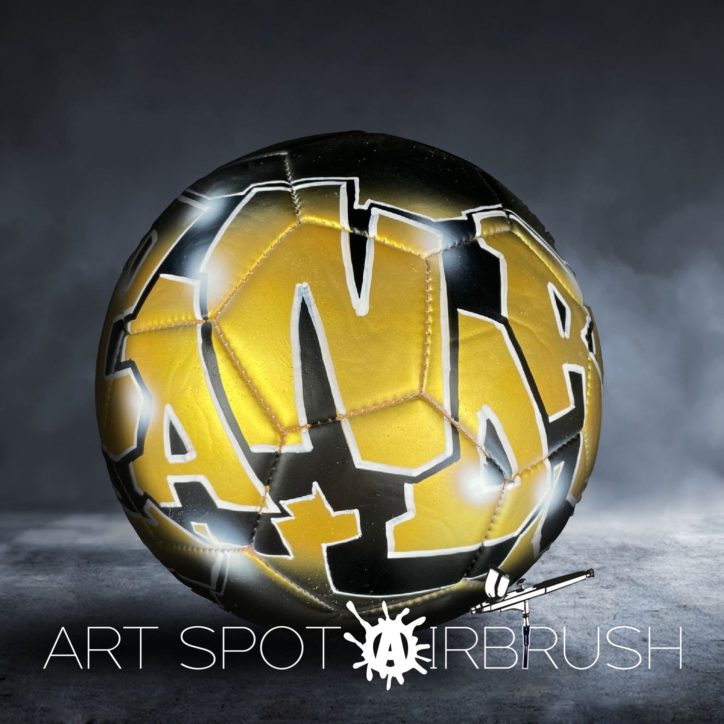 Soccer Ball with Name in Custom Airbrush Graffiti