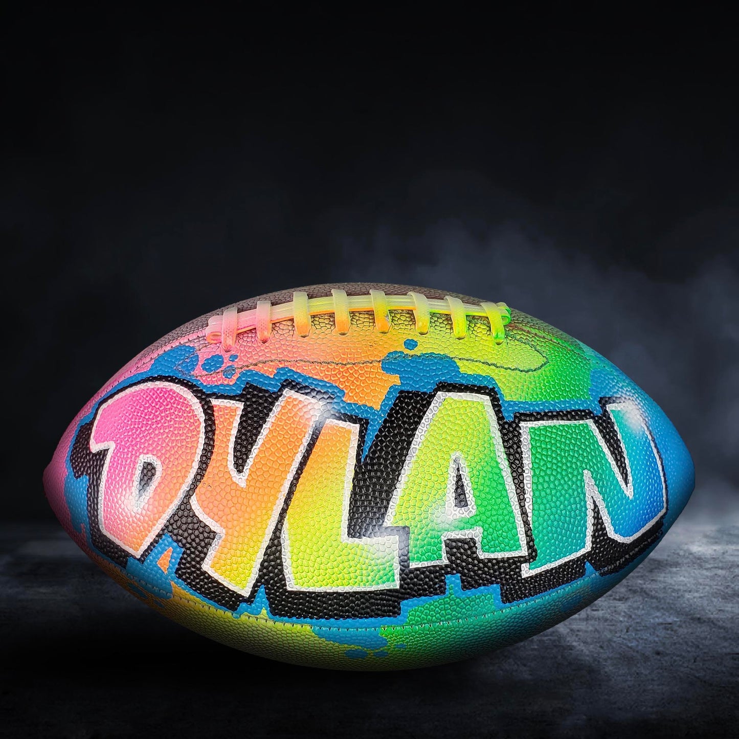 Custom Football Graffiti – Personalized Airbrush Football with Name & Cartoon Design (Copy)