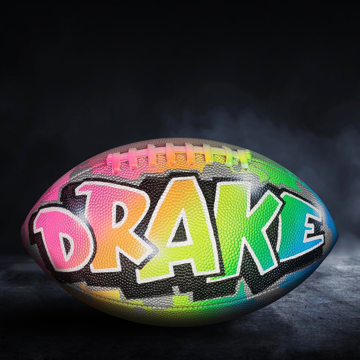 Custom Football Graffiti – Personalized Airbrush Football with Name & Cartoon Design (Copy)