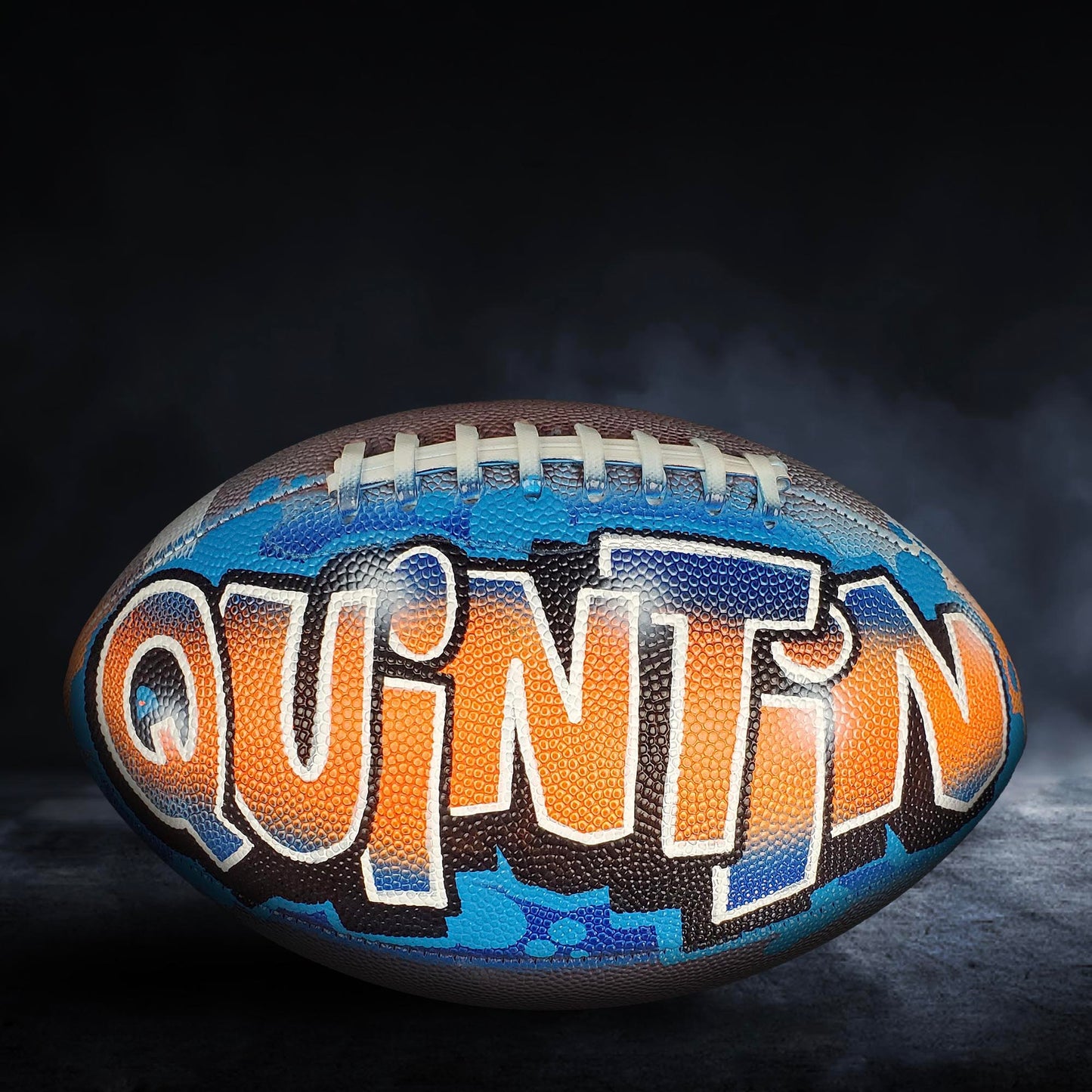Custom Football Graffiti – Personalized Airbrush Football with Name & Cartoon Design (Copy) (Copy)