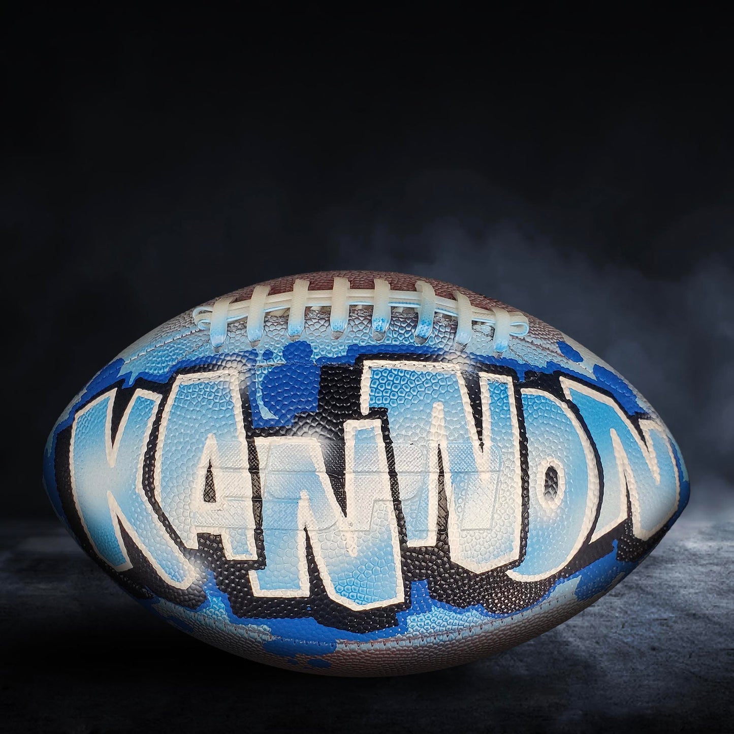 Custom Football Graffiti – Personalized Airbrush Football with Name & Cartoon Design (Copy) (Copy)