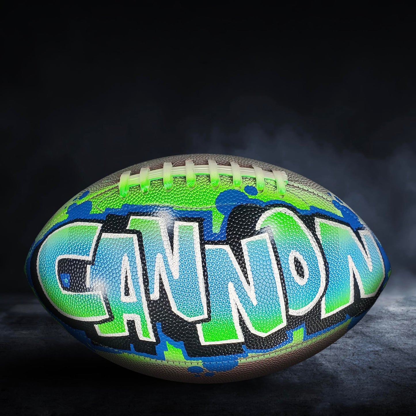 Custom Football Graffiti – Personalized Airbrush Football with Name & Cartoon Design (Copy) (Copy)