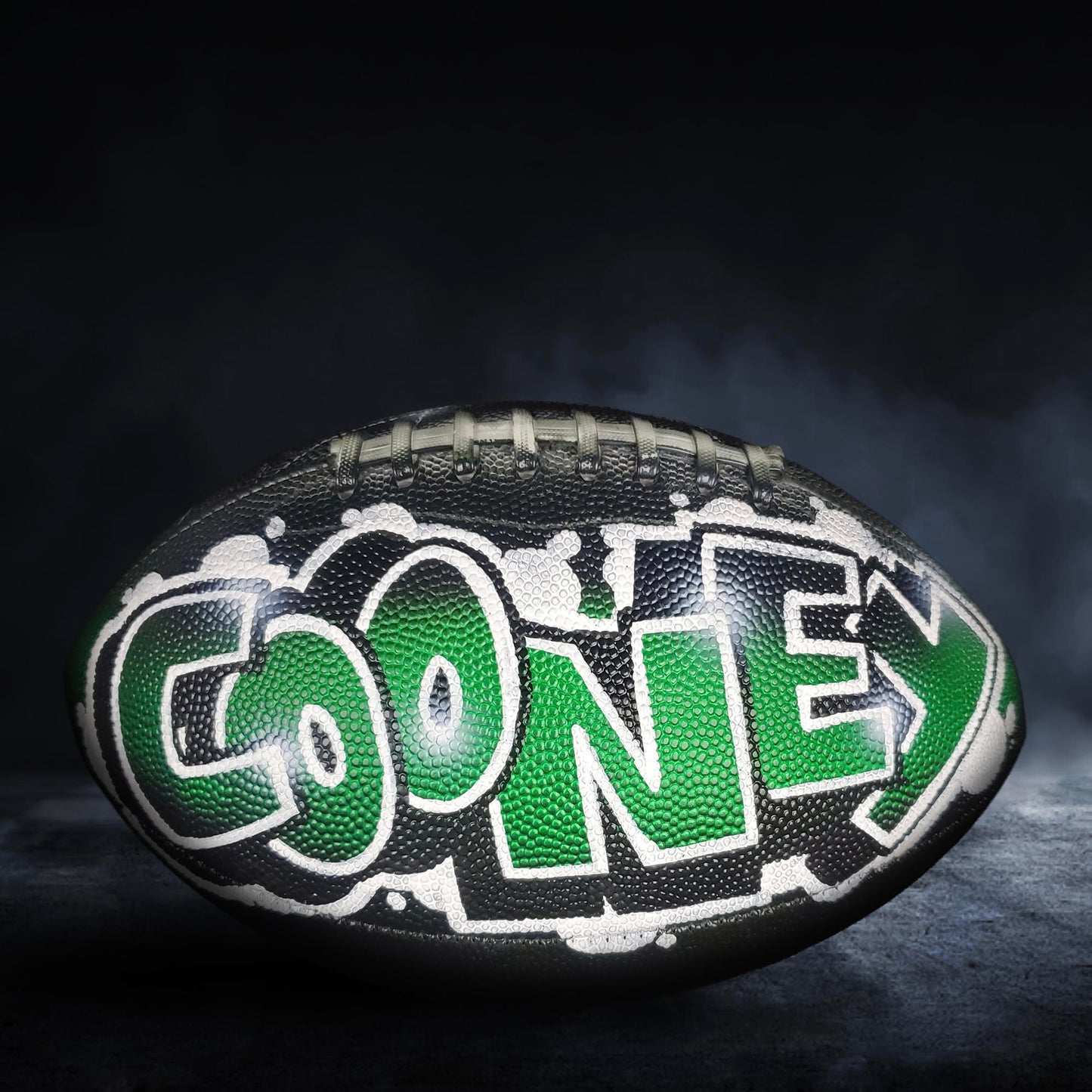 Custom Football Graffiti – Personalized Airbrush Football with Name & Cartoon Design (Copy) (Copy)