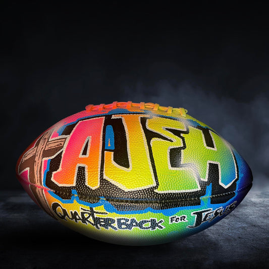 Custom Football Graffiti – Personalized Airbrush Football with Name & Cartoon Design (Copy)