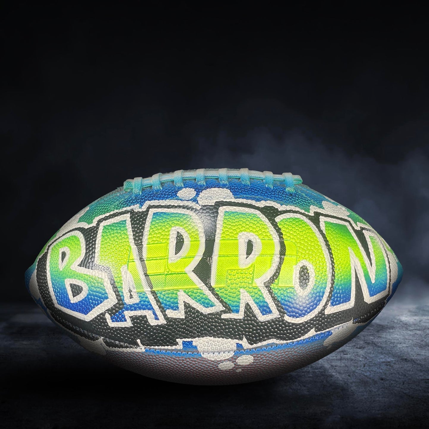 Custom Football Graffiti – Personalized Airbrush Football with Name & Cartoon Design (Copy) (Copy)