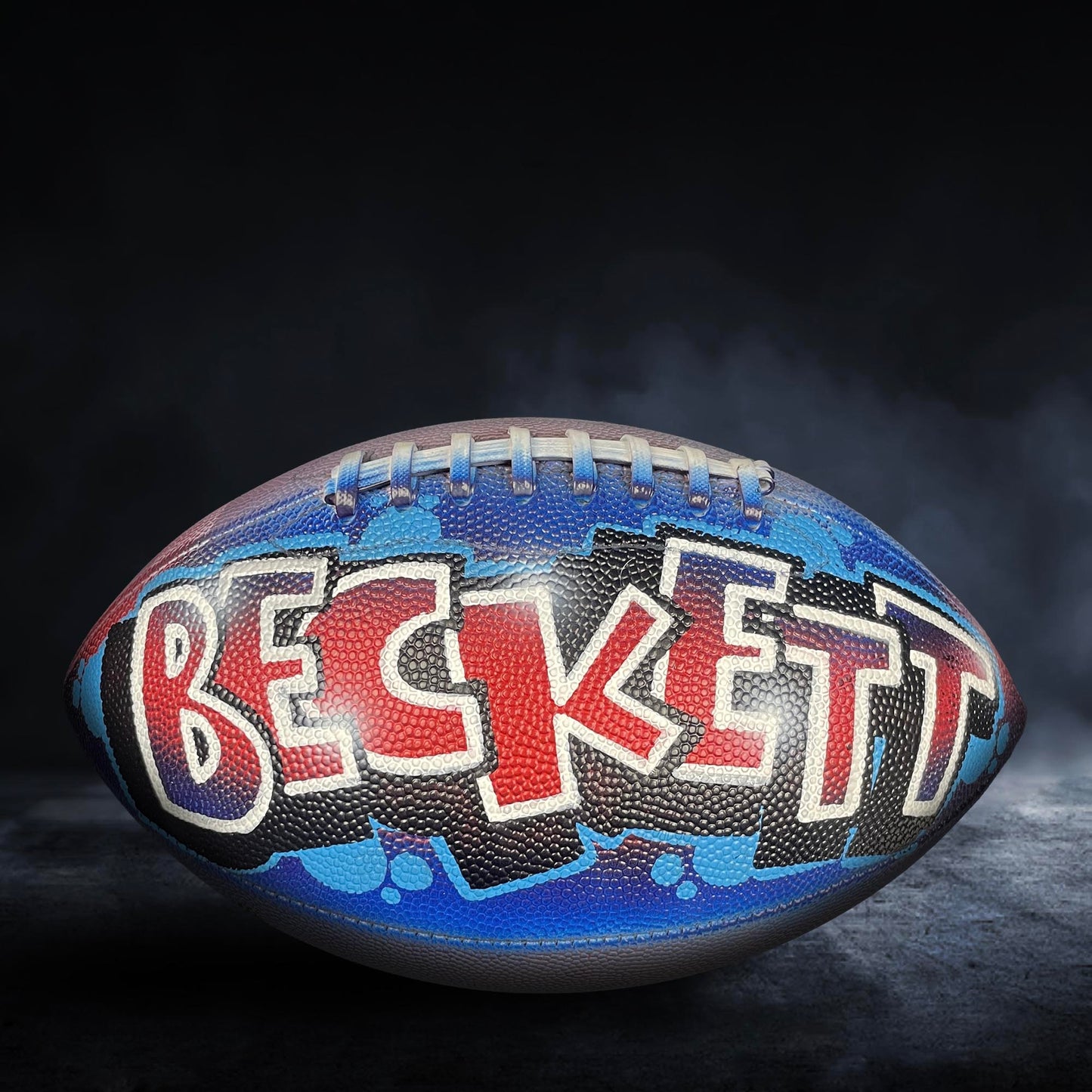 Custom Football Graffiti – Personalized Airbrush Football with Name & Cartoon Design (Copy) (Copy)