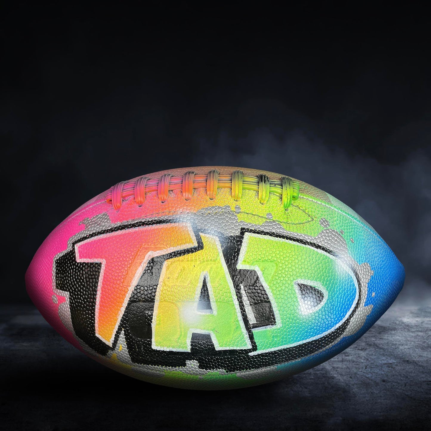 Custom Football Graffiti – Personalized Airbrush Football with Name & Cartoon Design (Copy)