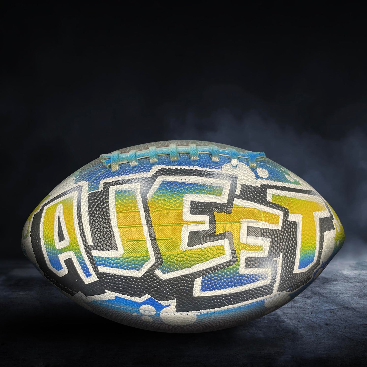 Custom Football Graffiti – Personalized Airbrush Football with Name & Cartoon Design (Copy) (Copy)