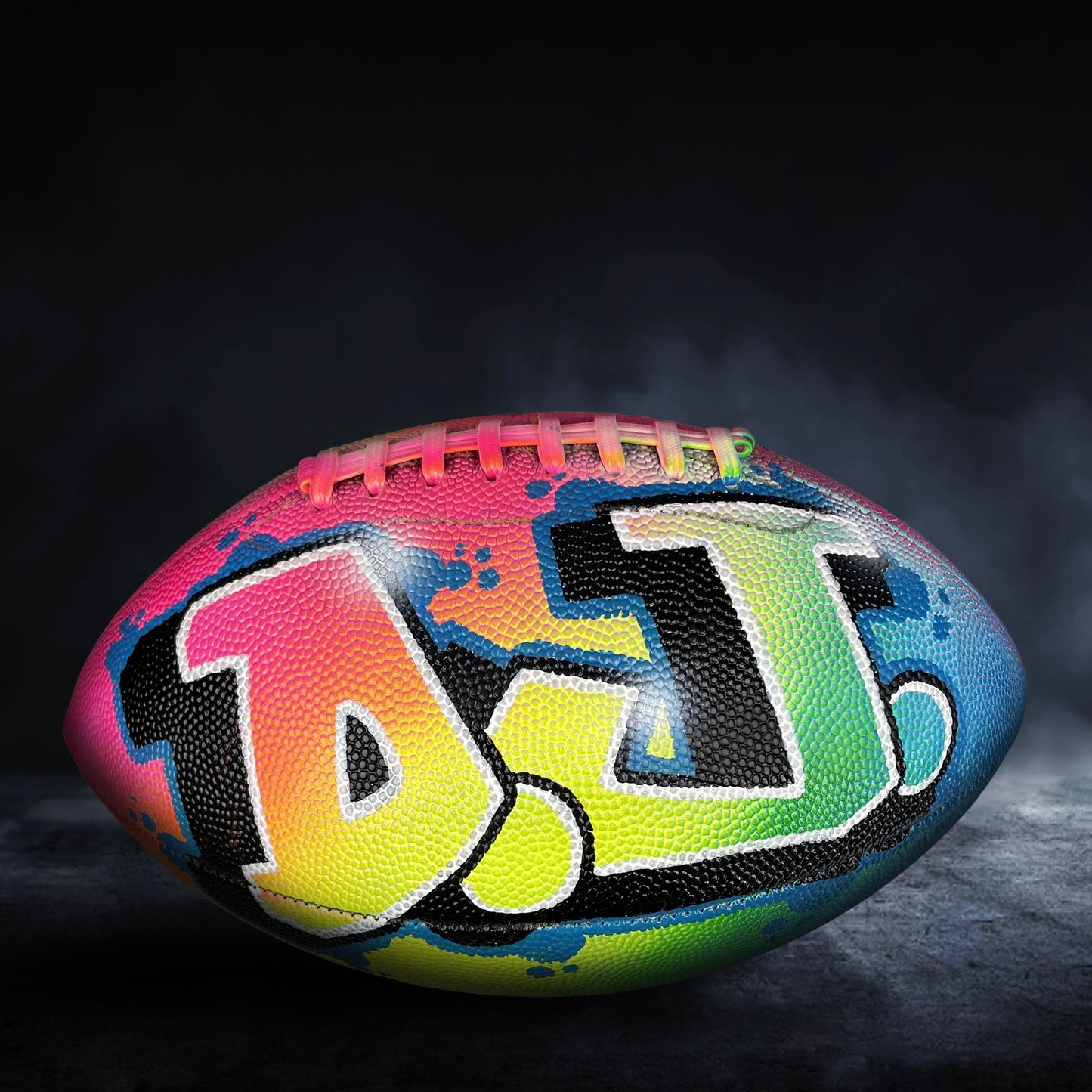 Custom Football Graffiti – Personalized Airbrush Football with Name & Cartoon Design (Copy)