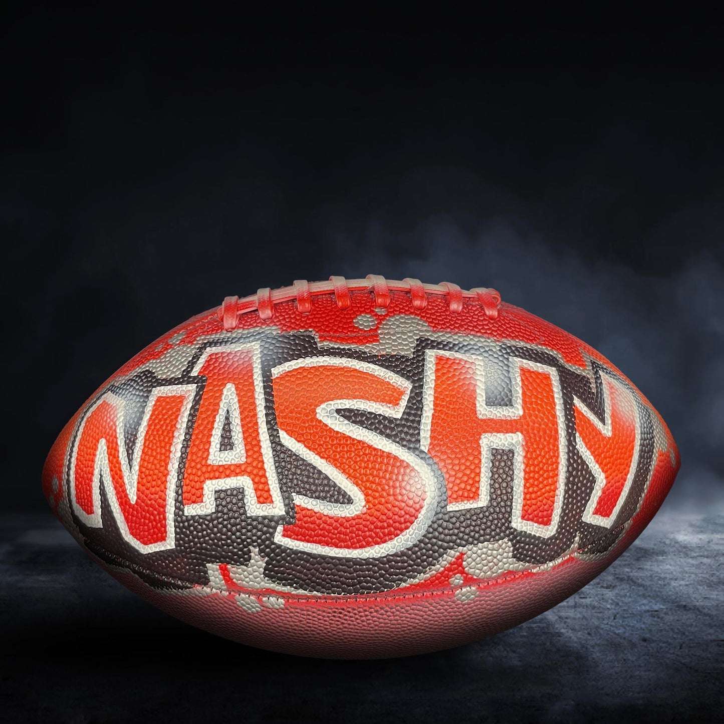 Custom Football Graffiti – Personalized Airbrush Football with Name & Cartoon Design (Copy) (Copy)