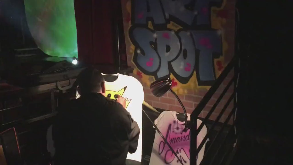 90s Hip Hop, Hand Painted Shirt - Graffiti Airbrush Design - Crew Neck - V-Neck Tshirt