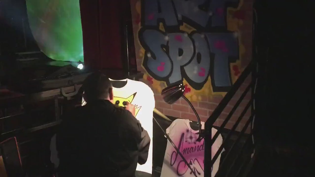 90s Hip Hop, Hand Painted Shirt - Graffiti Airbrush Design - Crew Neck - V-Neck Tshirt