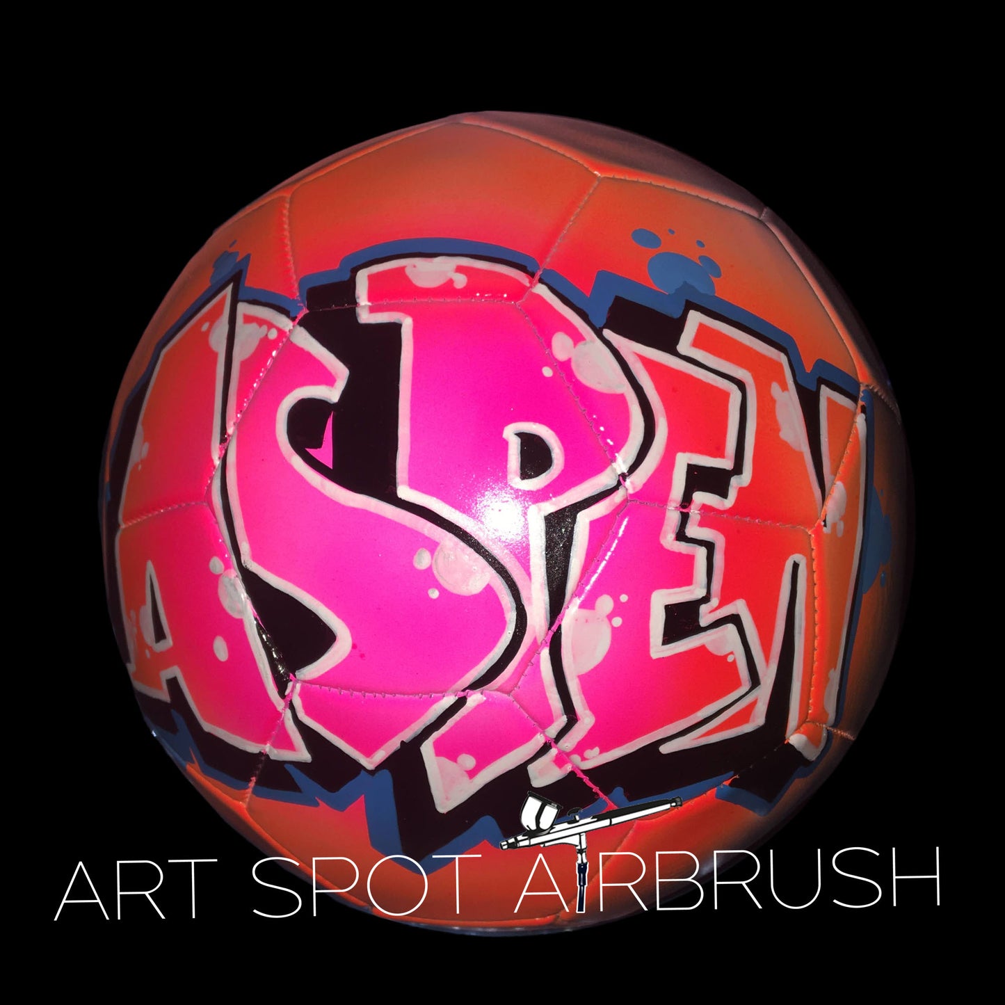 Soccer Ball with Name in Custom Airbrush Graffiti