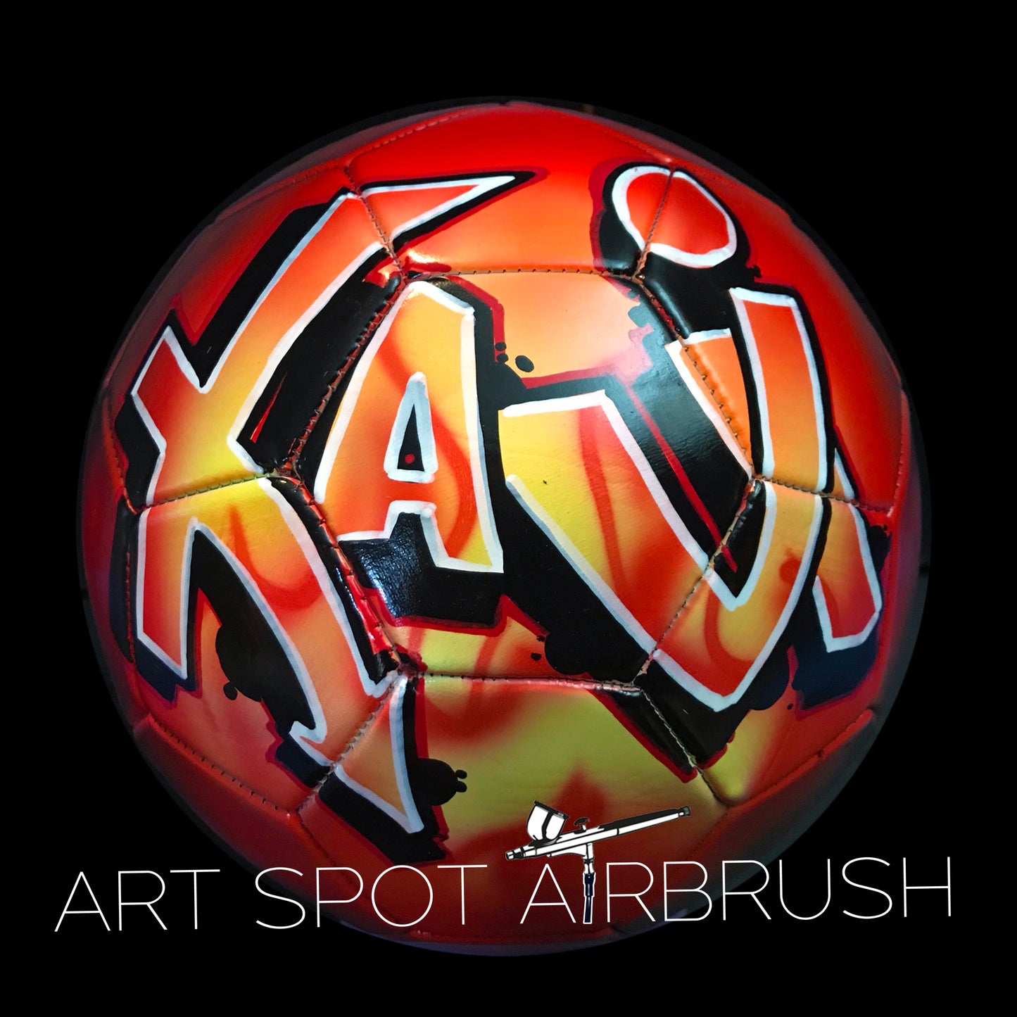 Personalized Soccer Ball with Airbrush Graffiti Name